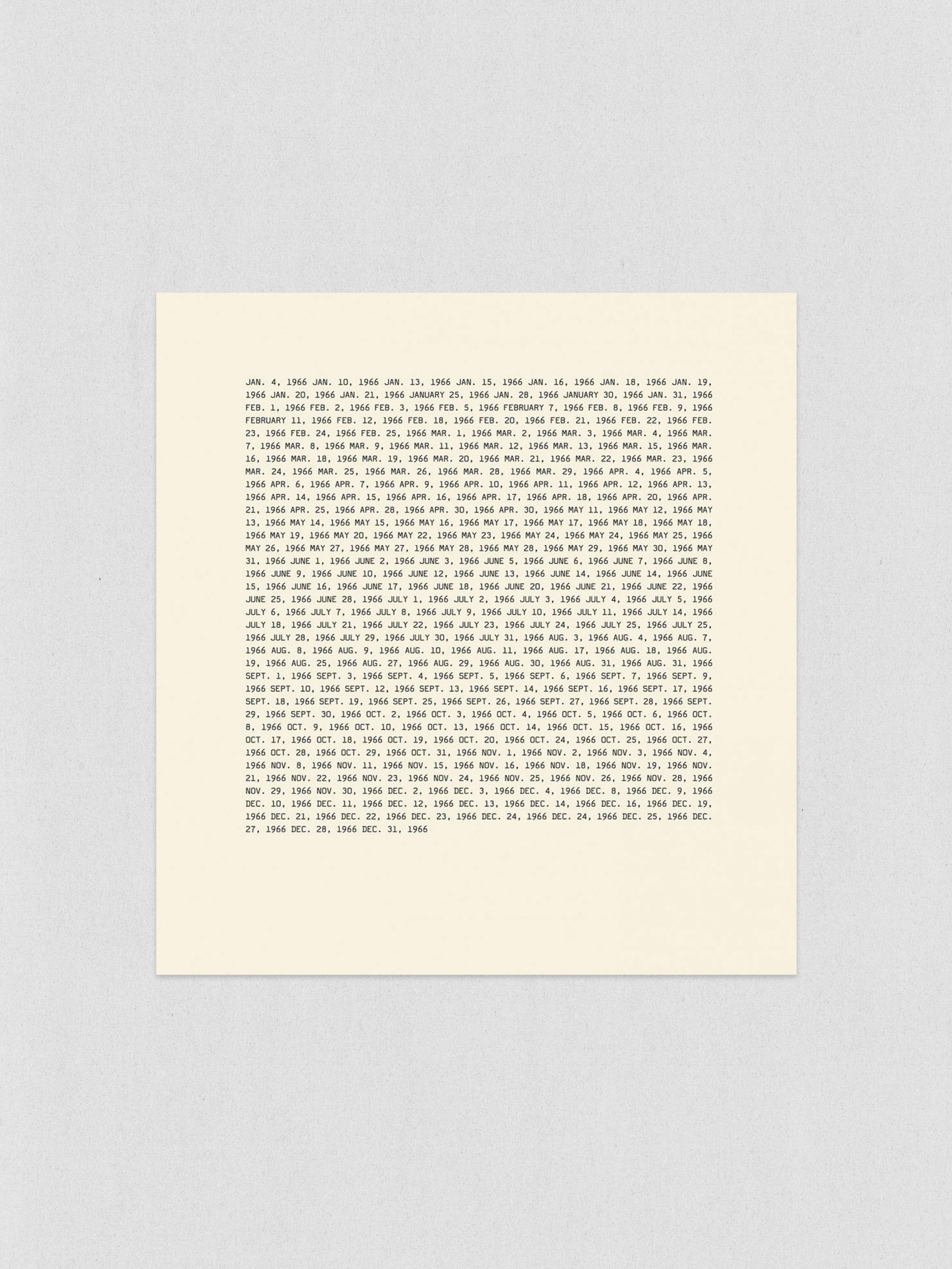 アート・デザイン・音楽 on kawara 1966 1966 – Éditions NEW YORK